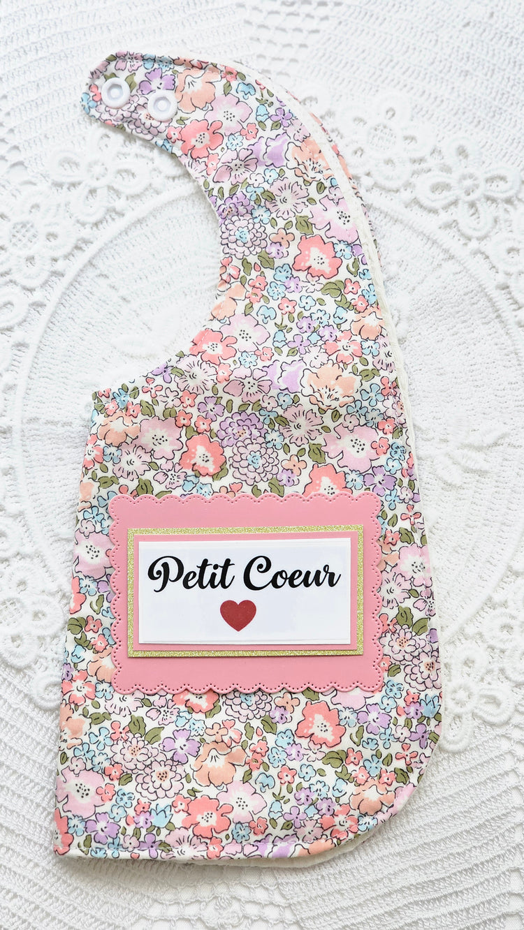 Bavoir et trousse tissu liberty rose