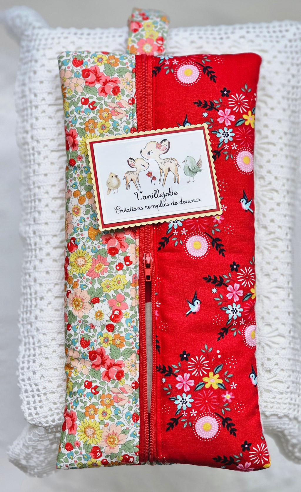 Longue trousse tissu fleuri