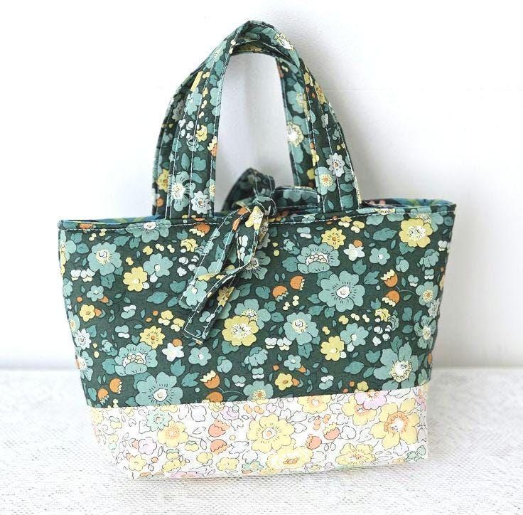 Mini cabas liberty et tissu enduit