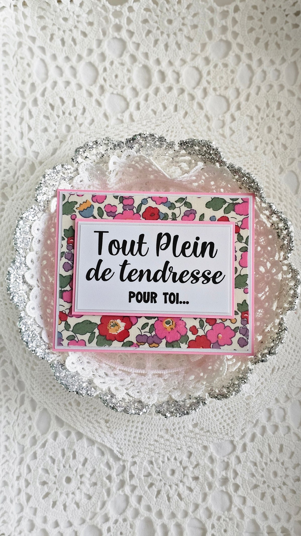 Carte tissu Liberty rose tendresse