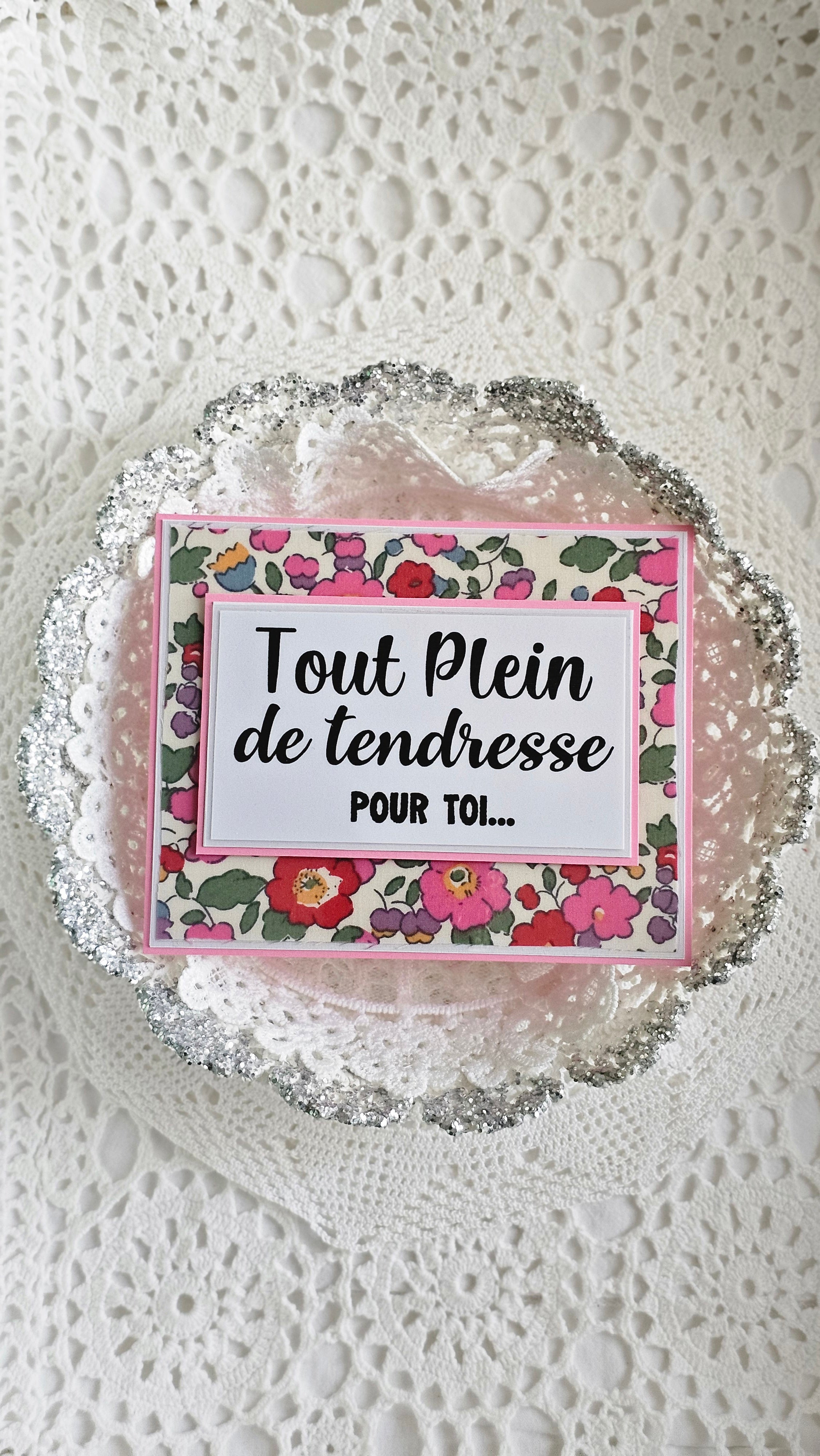 Carte tissu Liberty rose tendresse