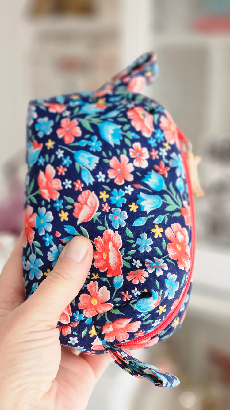 Trousse tissu fleuri vintage