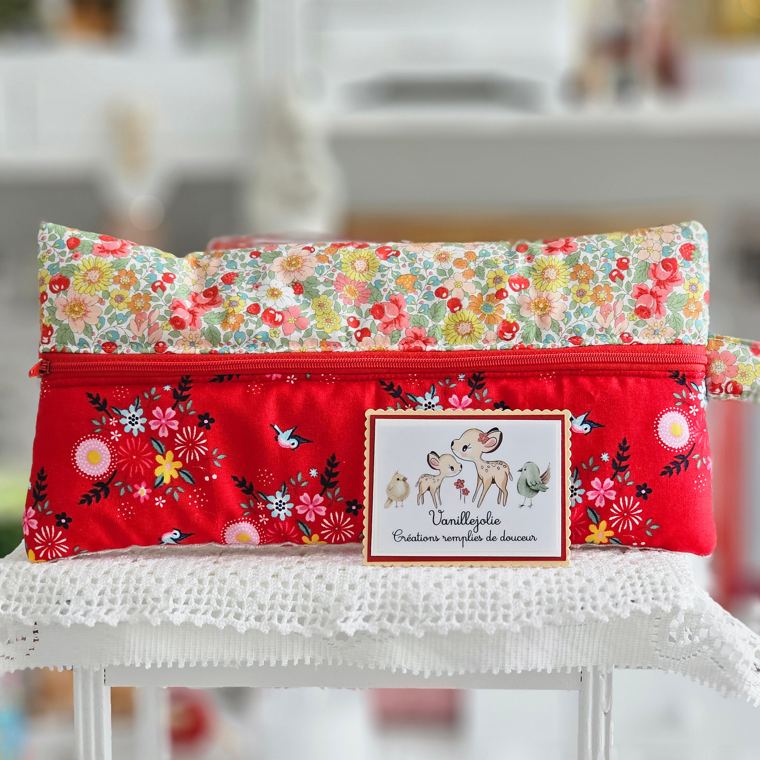 Longue trousse tissu fleuri