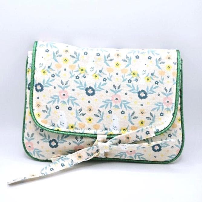Mini pochette tissu coton fleuri et passepoil