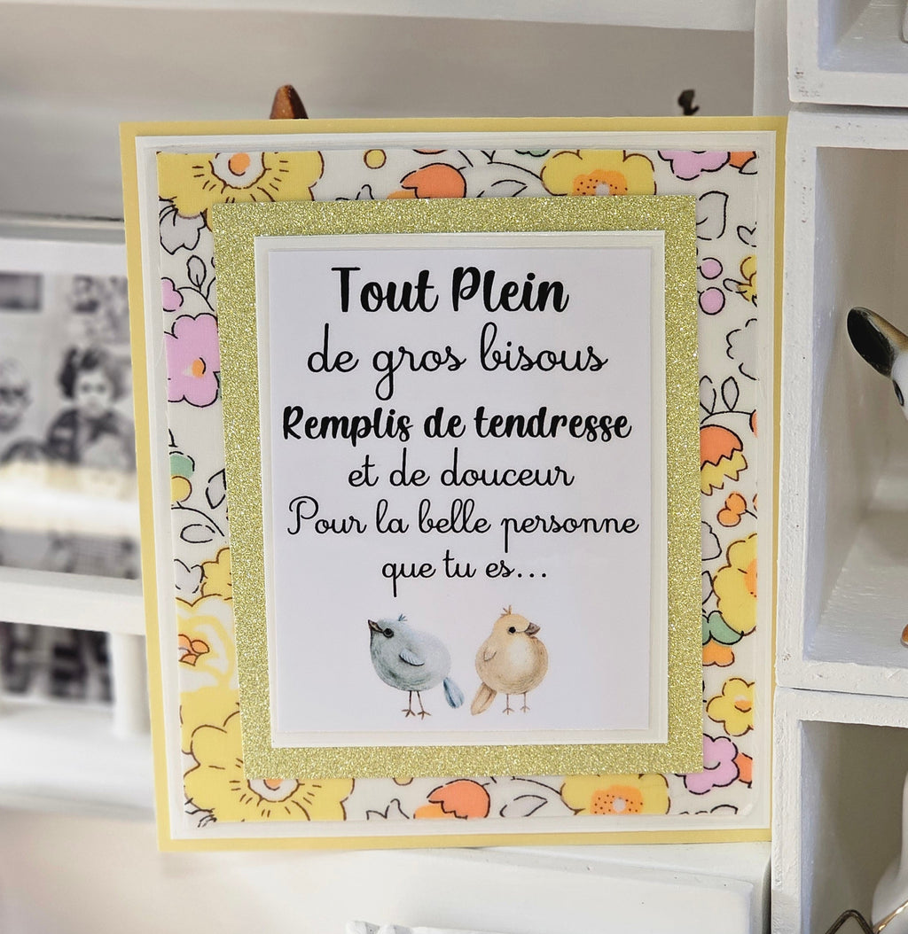 Carte bisous liberty jaune