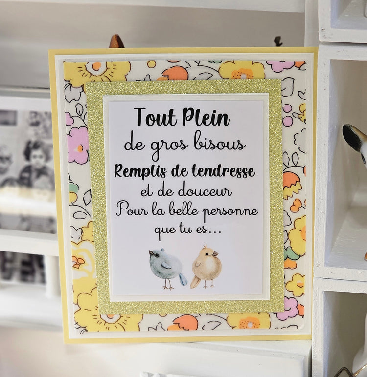 Carte bisous liberty jaune