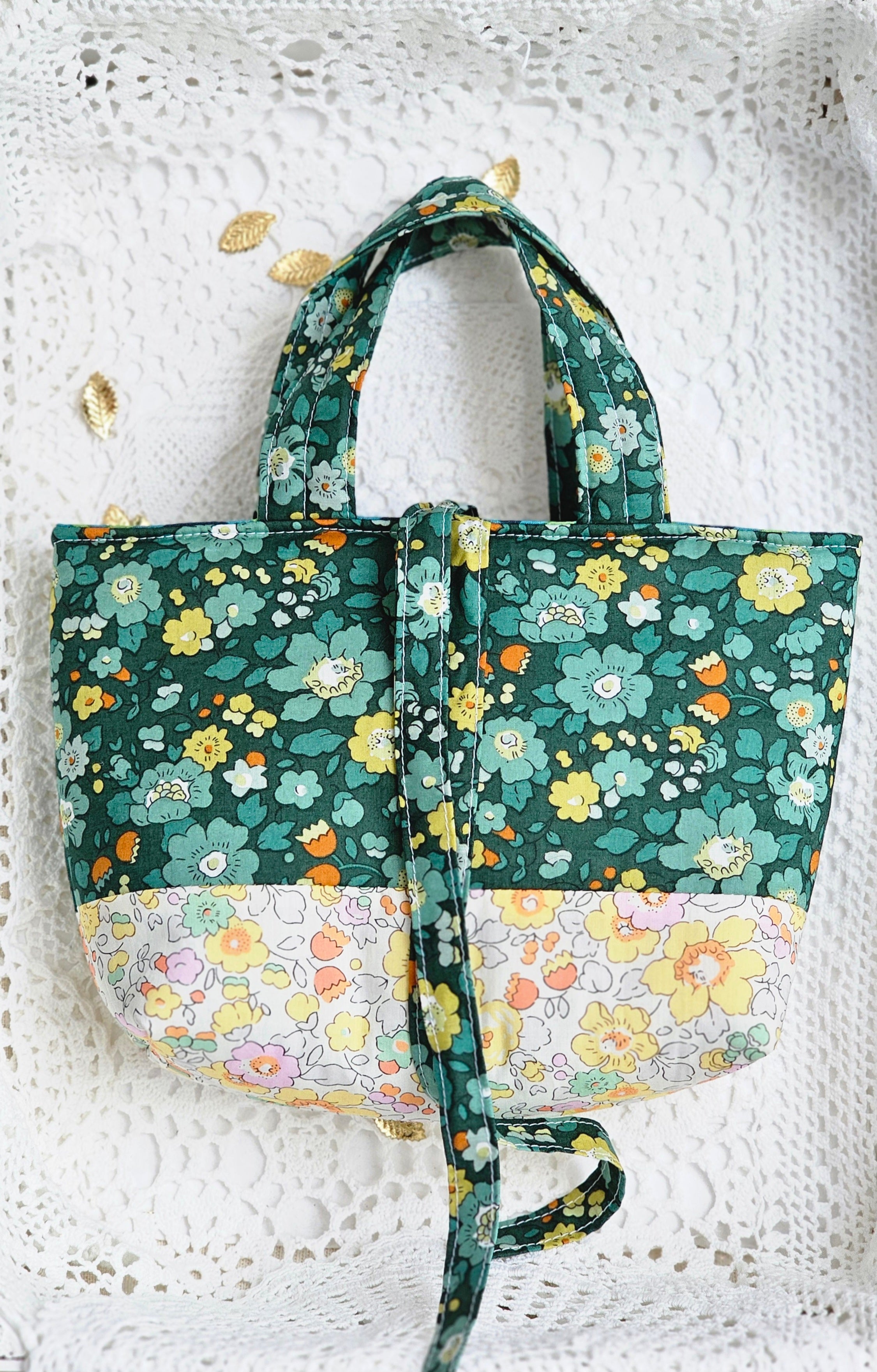 Mini cabas liberty et tissu enduit