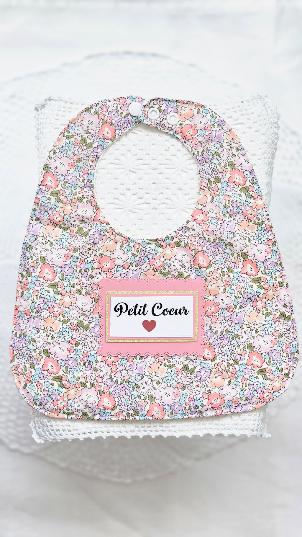 Bavoir et trousse tissu liberty rose
