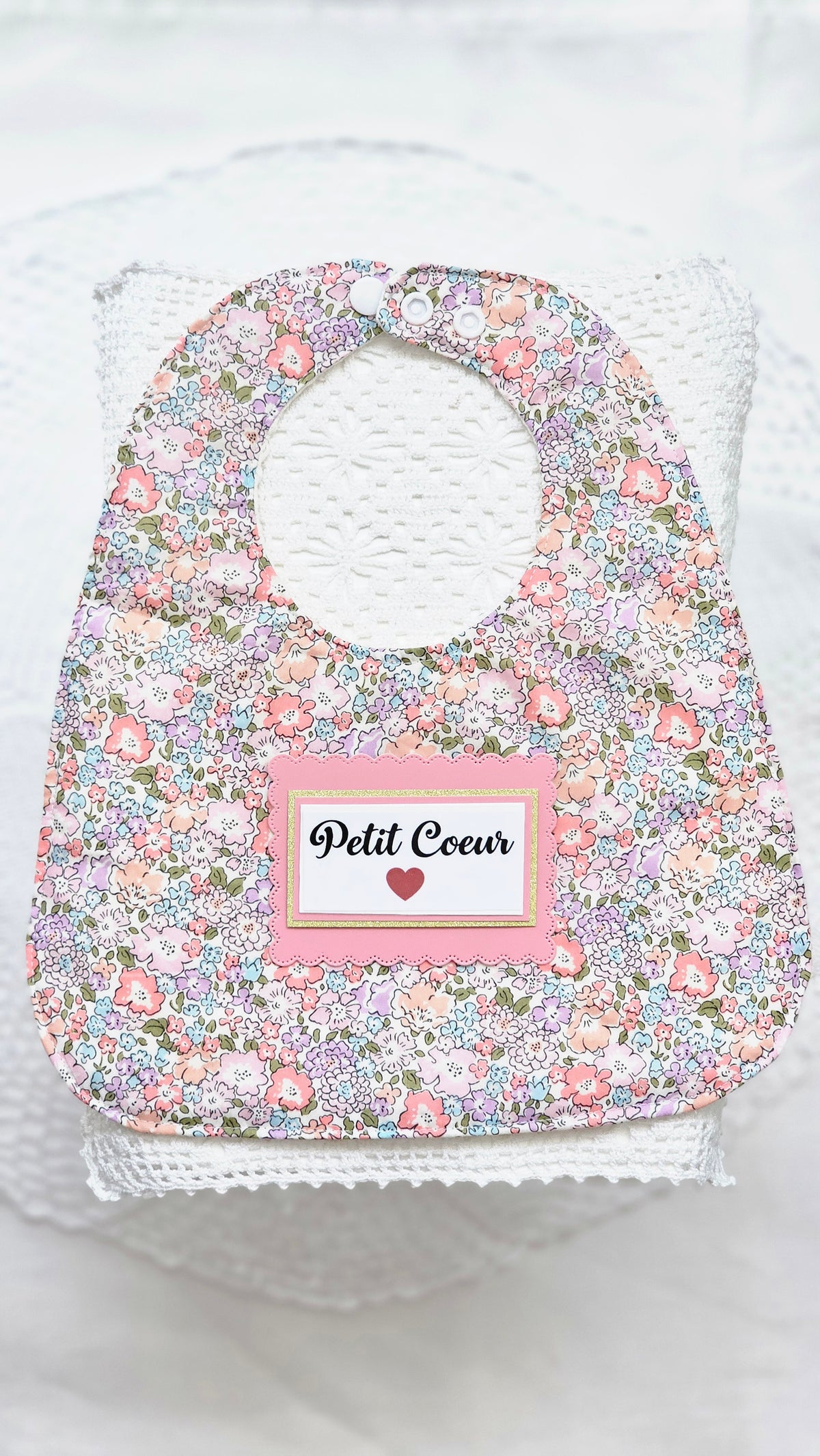 Bavoir et trousse tissu liberty rose