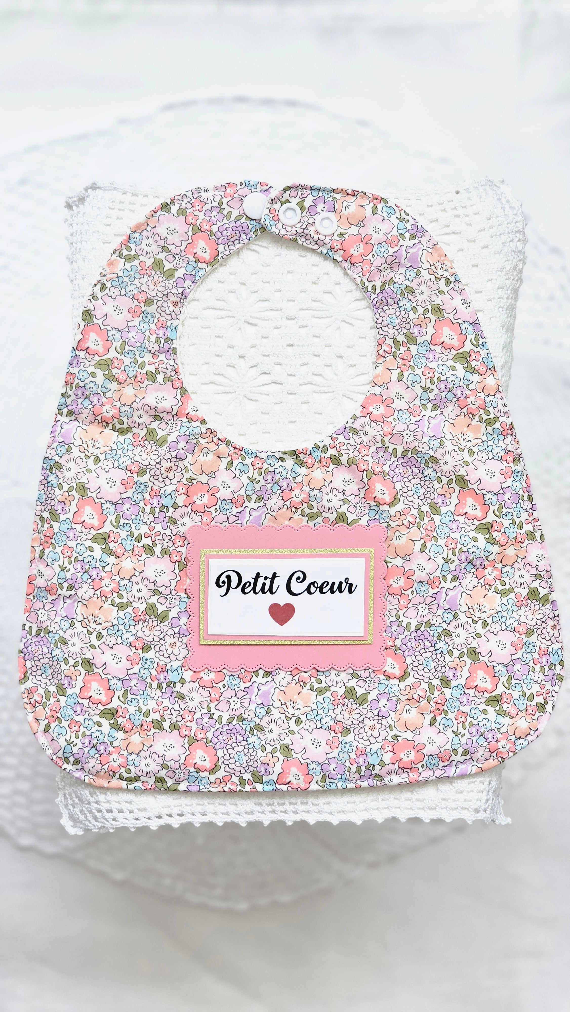 Bavoir et trousse tissu liberty rose