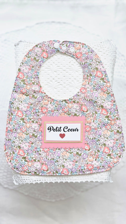 Bavoir et trousse tissu liberty rose