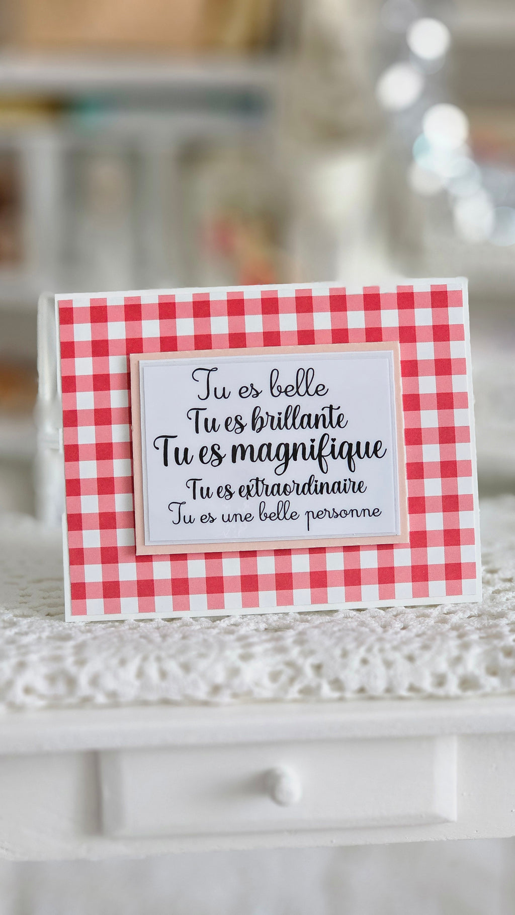 Carte papier vichy rouge