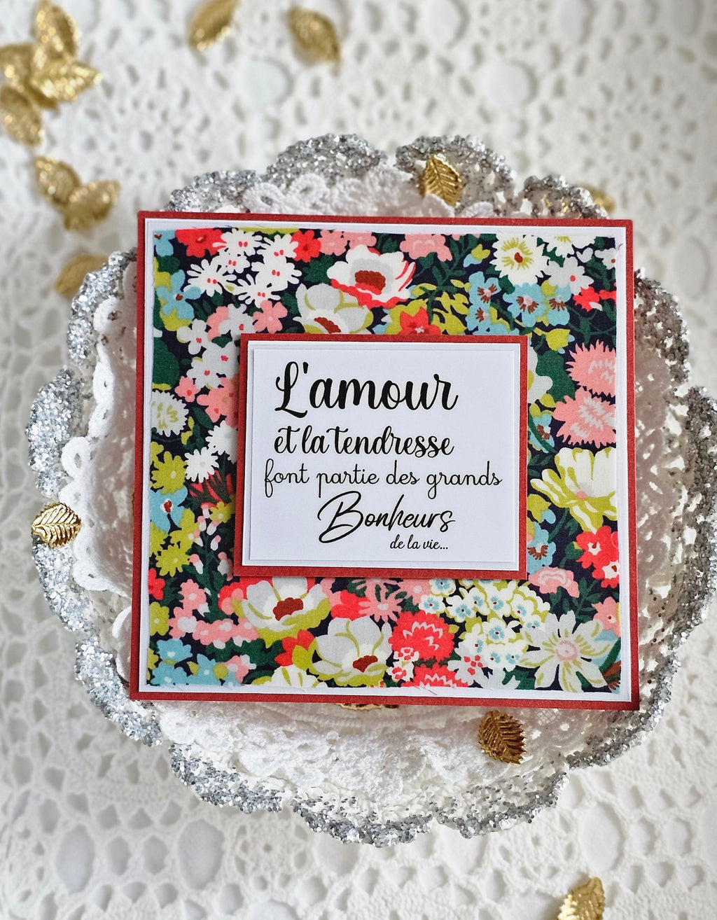 Carte texte tissu Liberty