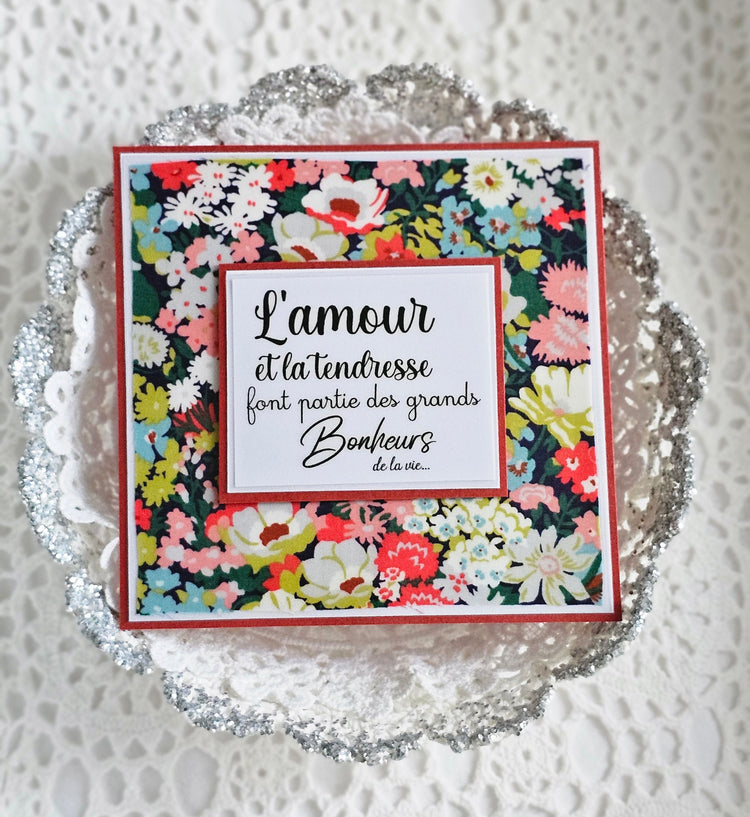 Carte texte tissu Liberty
